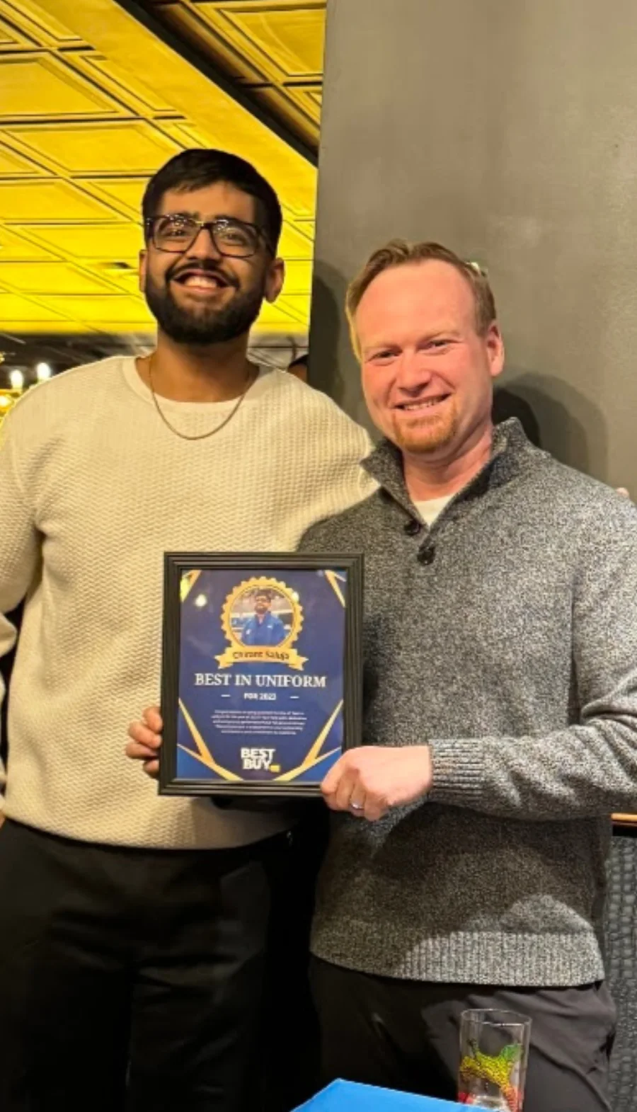 Chirant holding his Best in Uniform 2023 award